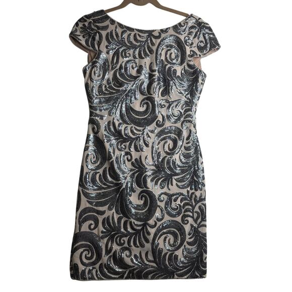 Adriana Papell Sz2 Sequin Champagne n Silver Blush Bodycon  Events Party Dress - Picture 1 of 14